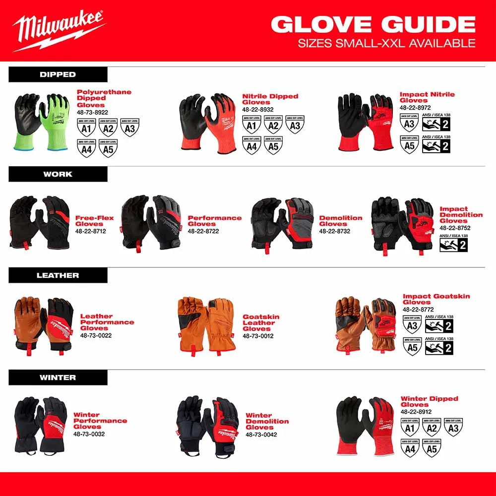 Milwaukee 48-73-8741 High Dexterity A4 Polyurethane Dipped Gloves - Medium