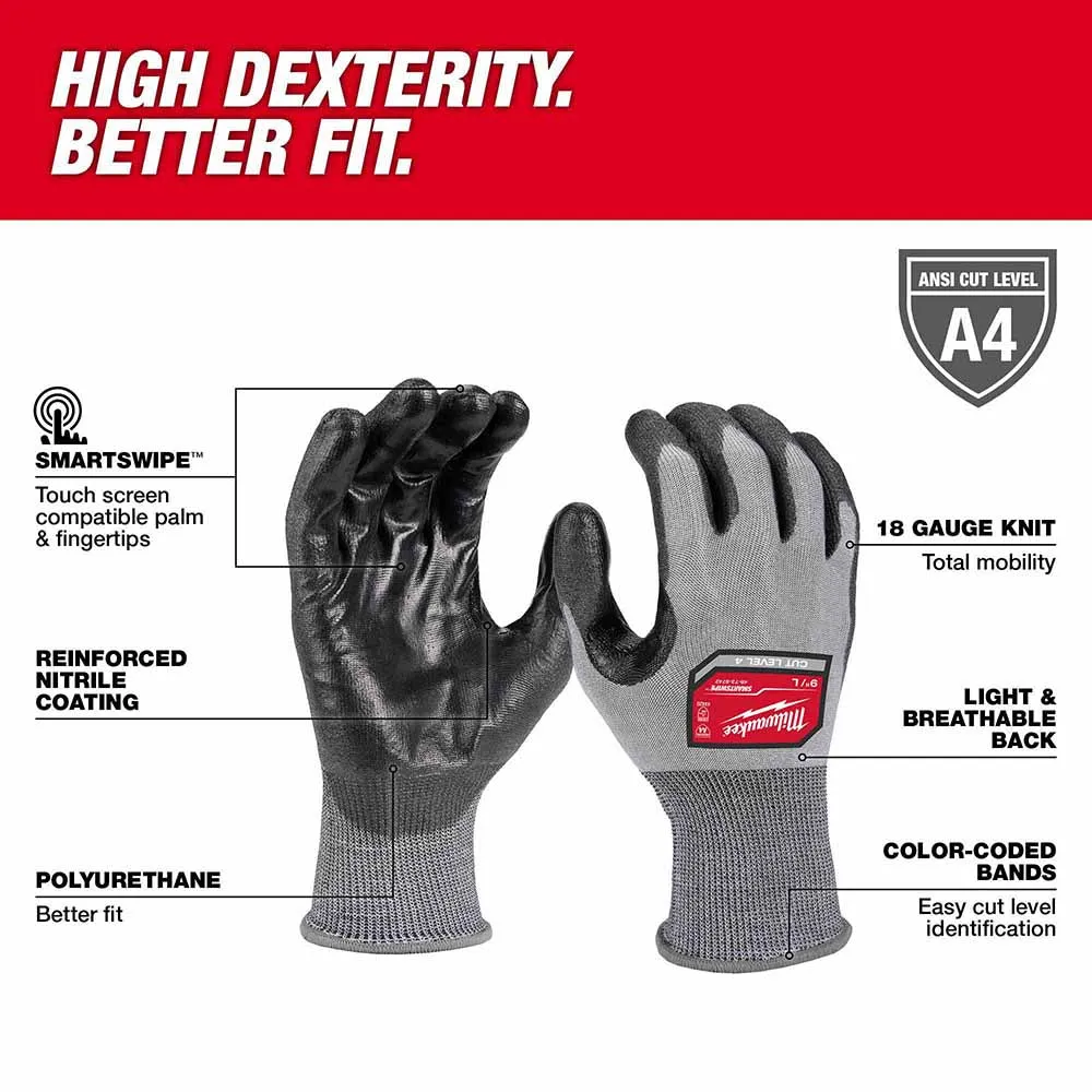 Milwaukee 48-73-8741 High Dexterity A4 Polyurethane Dipped Gloves - Medium