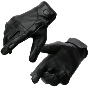 Milwaukee Leather MG7599 Men's Black Leather with i-Touch Screen Led Finger Light Motorcycle Hand Gloves