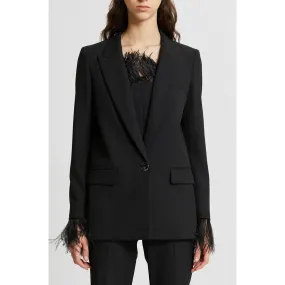 MOGOL Feather Blazer Black