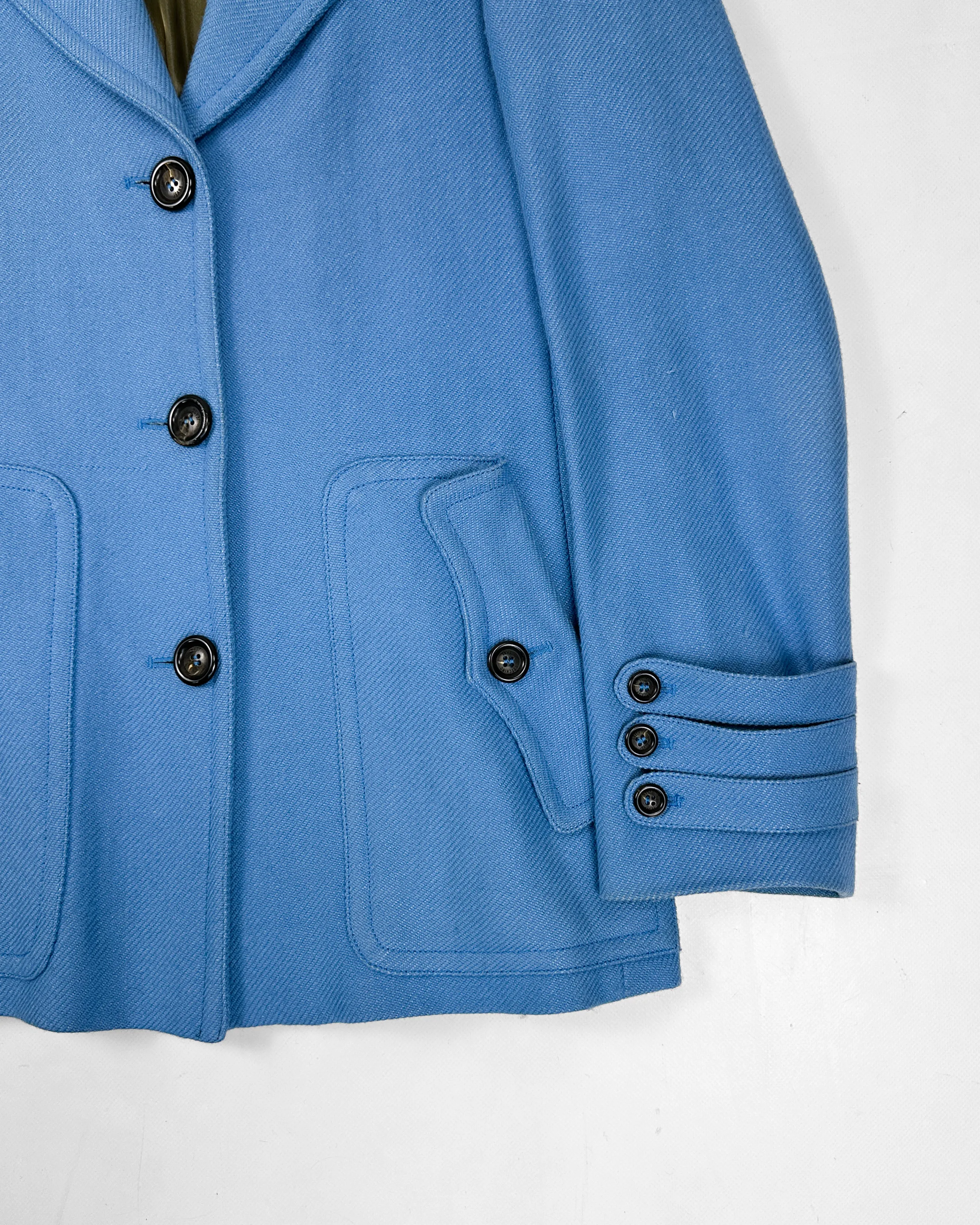 Moschino 3-Band Blue Wool Long Jacket 2000's