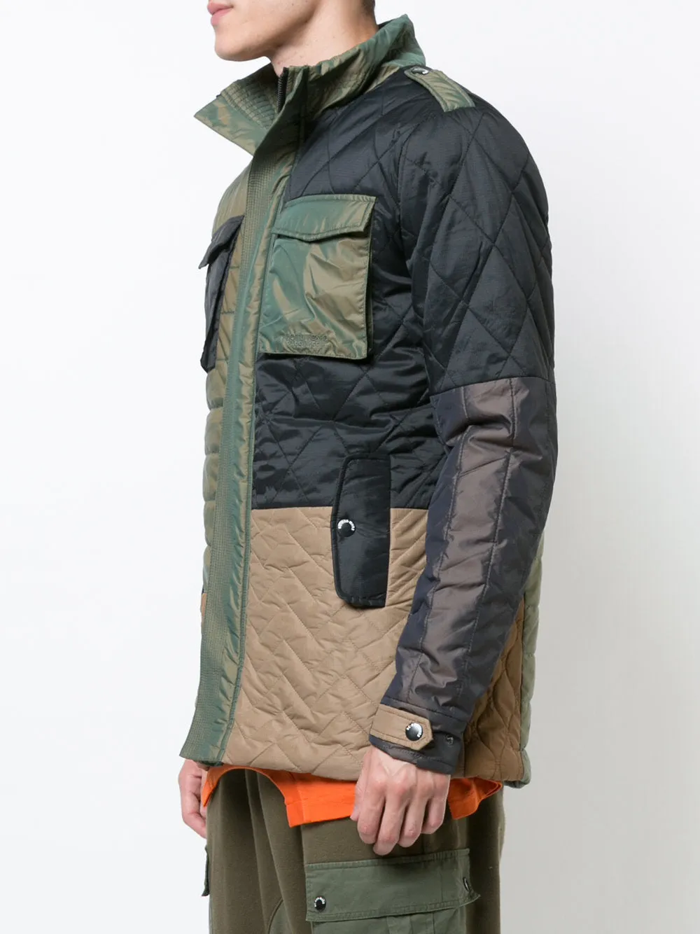 MULTI-PATTERN QUILTED COLOR BLOCKING M-65 JACKET