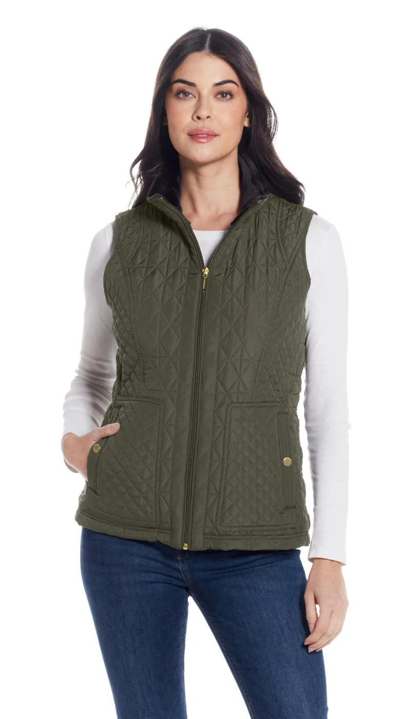 MULTI QUILTED PLUSH LINED VEST