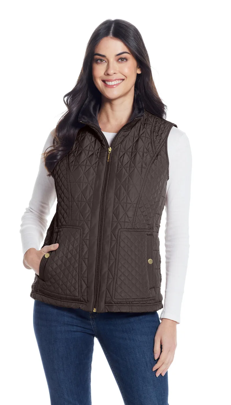 MULTI QUILTED PLUSH LINED VEST