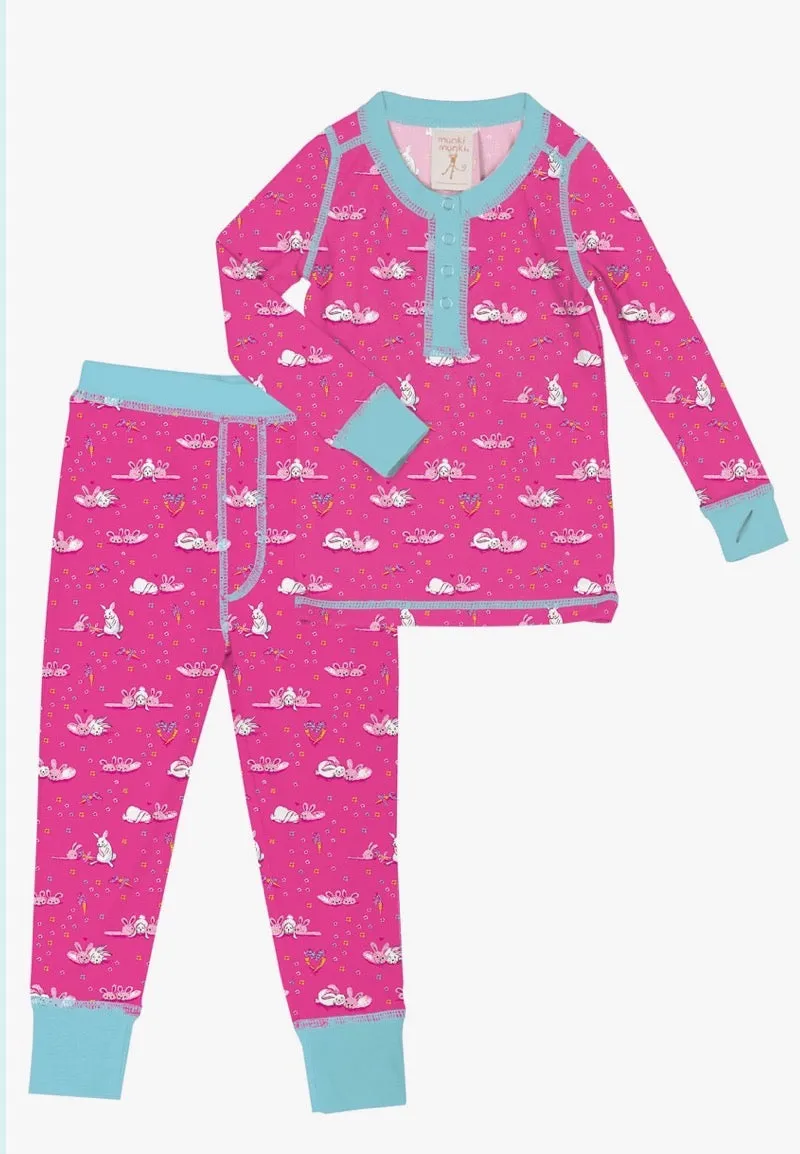 Munki Munki Bunny Love Kids Long Johns PJ Set