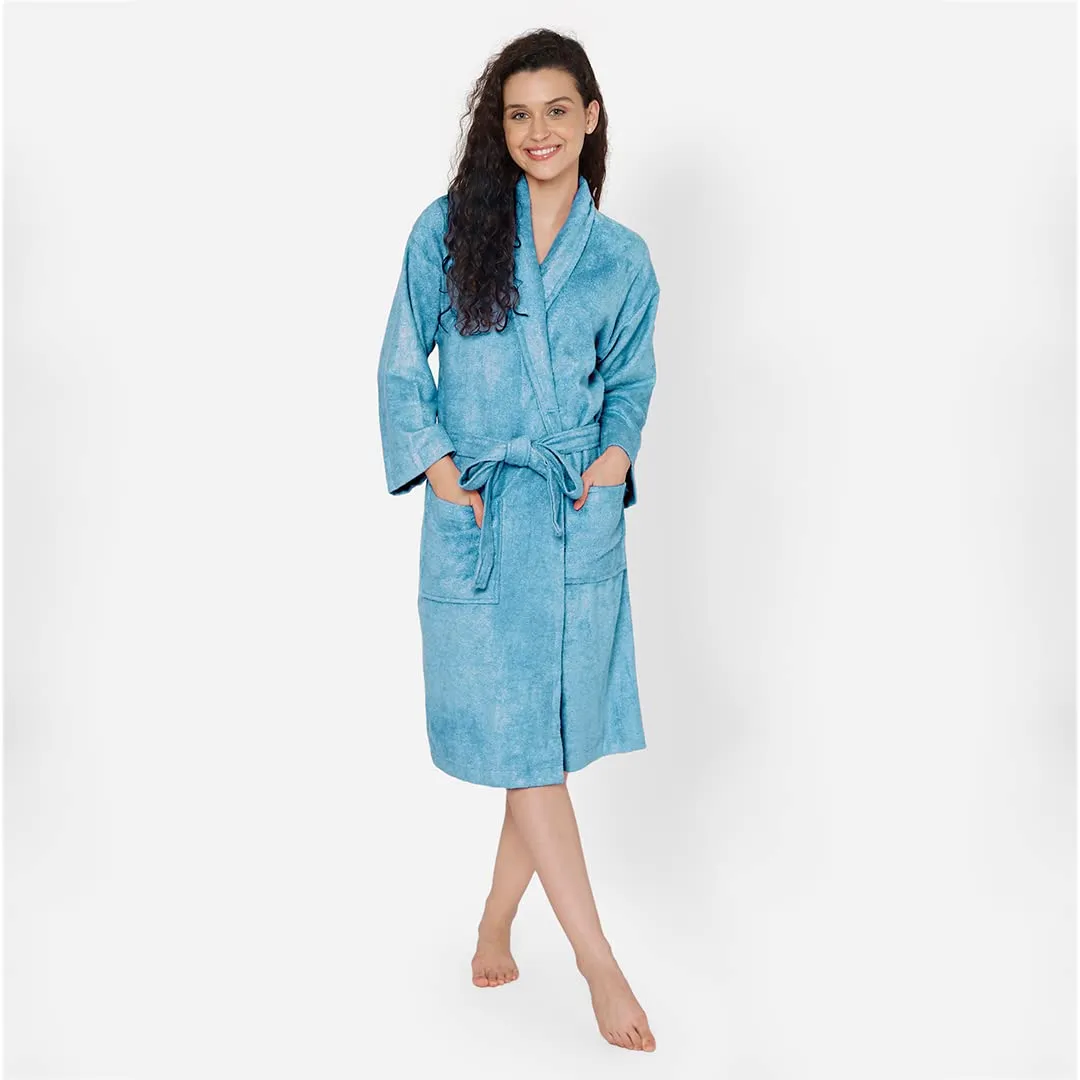 Mush 100% Bamboo Bathrobe for Men/Women (Unisex) S/M,(Pack of 1) (L, Emerald Blue)