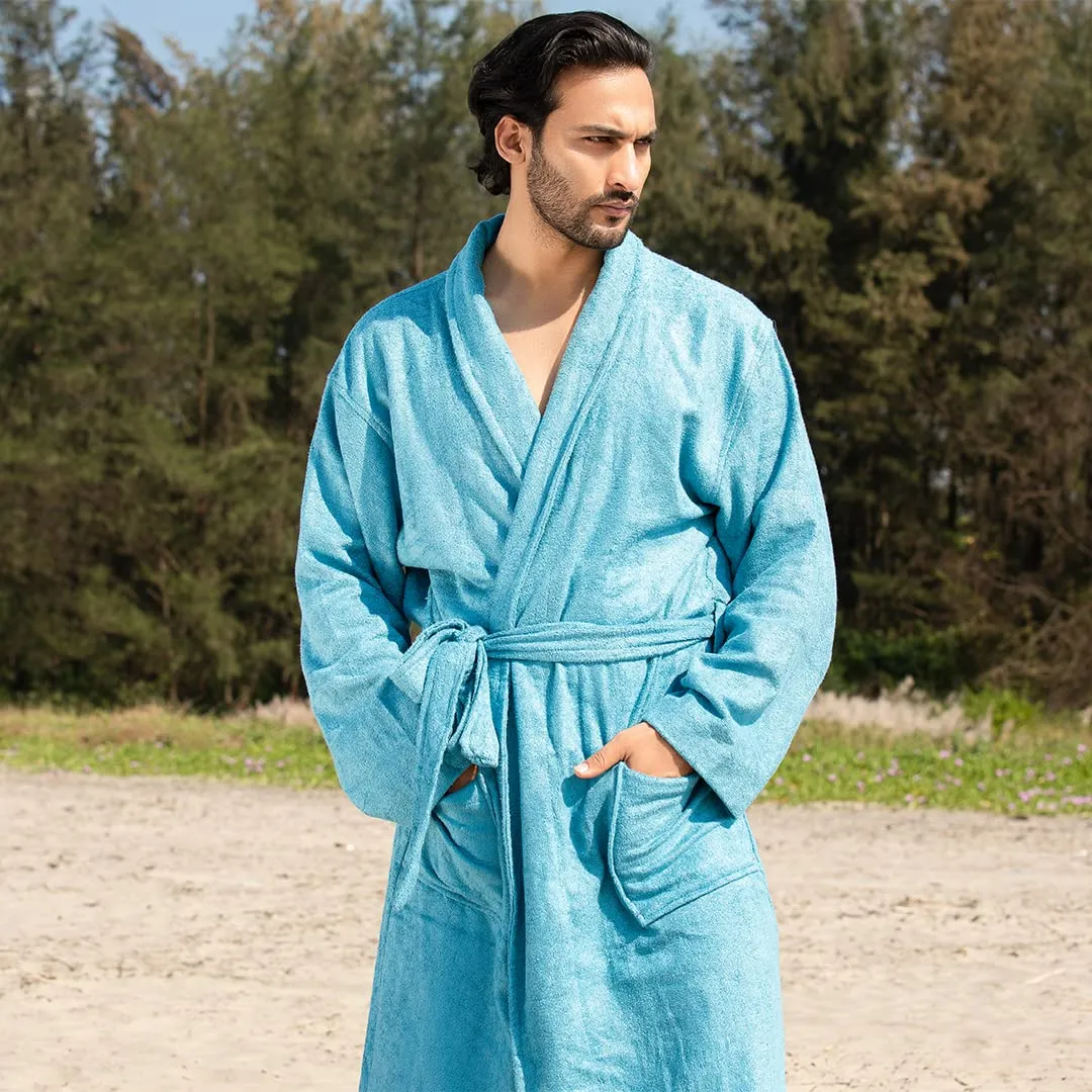 Mush 100% Bamboo Bathrobe for Men/Women (Unisex) S/M,(Pack of 1) (L, Emerald Blue)