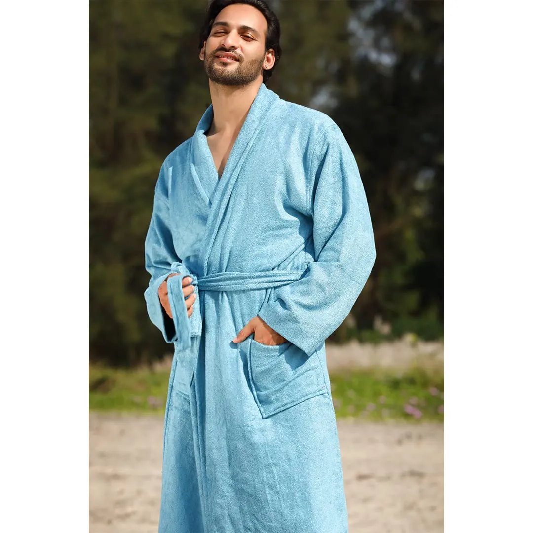 Mush 100% Bamboo Bathrobe for Men/Women (Unisex) S/M,(Pack of 1) (L, Emerald Blue)