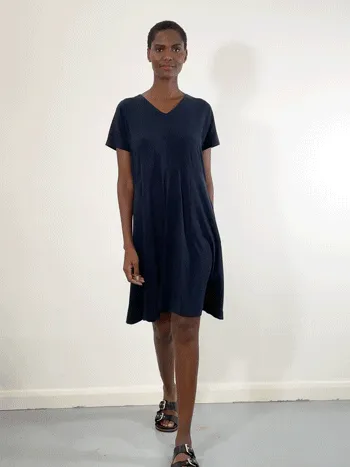 Neoma Bamboo Pocket Front T-Shirt Dress - Navy