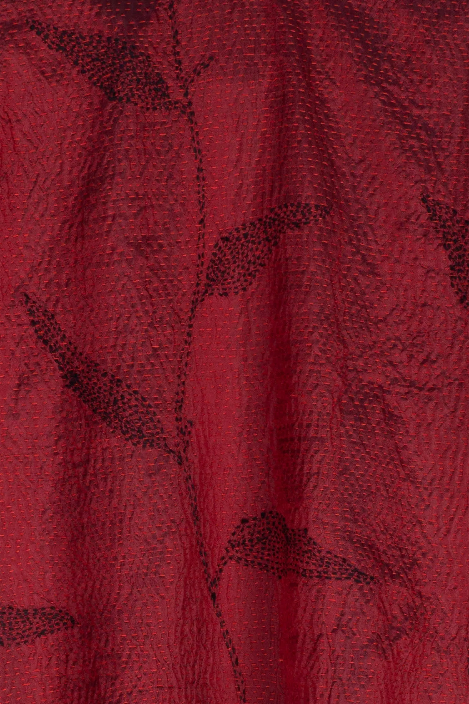 NIGHT BAMBOO SILK COTTON KANTHA A-LINE JKT - nb2003-red -