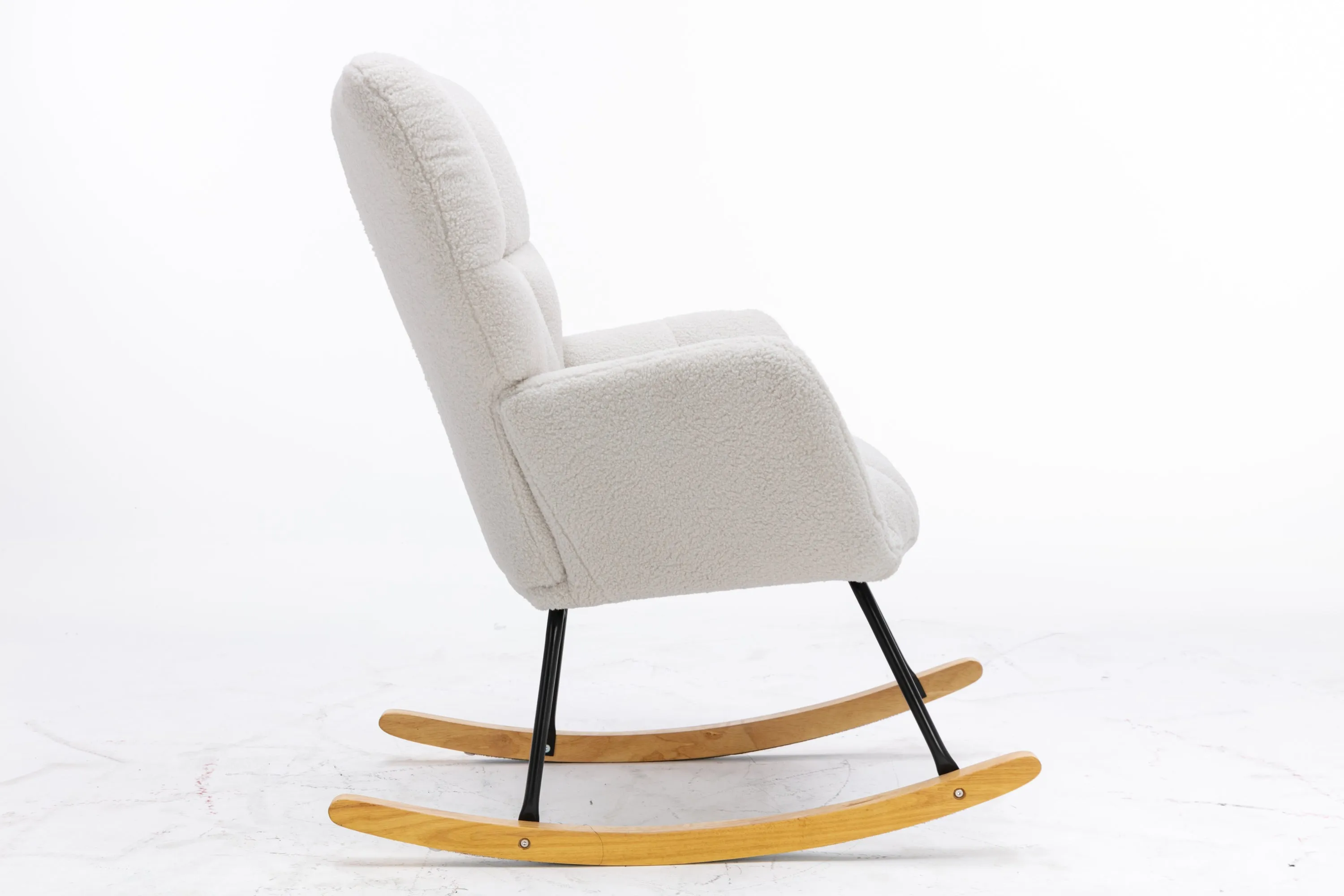 Noble Wool Fabric Upholstered Rocking Chair - White