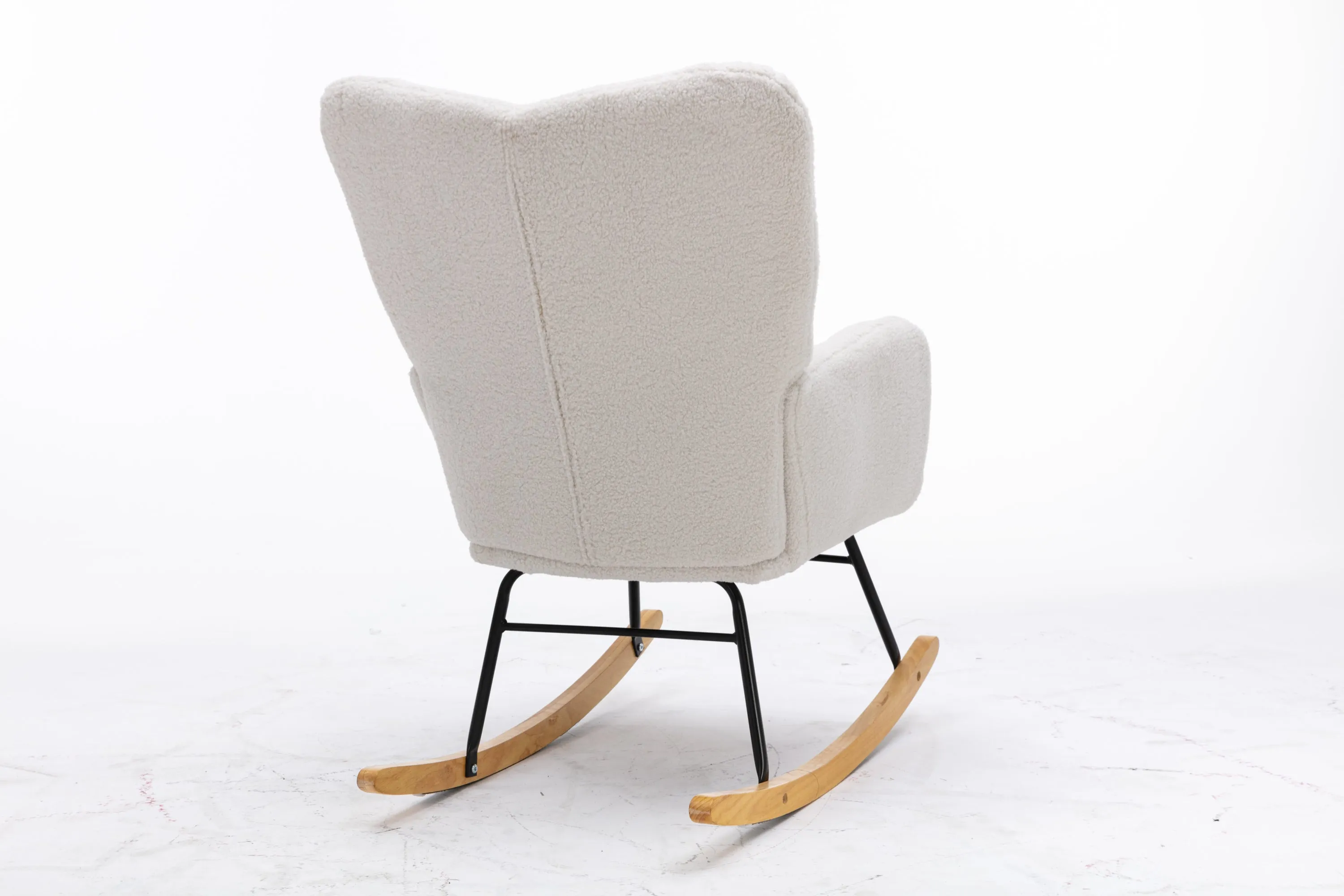 Noble Wool Fabric Upholstered Rocking Chair - White