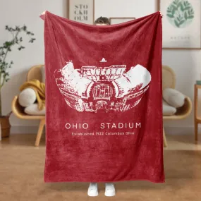 Ohio Stadium - Ohio State Buckeyes Football, College American Football Shawl Blanket Gift for Football Lover