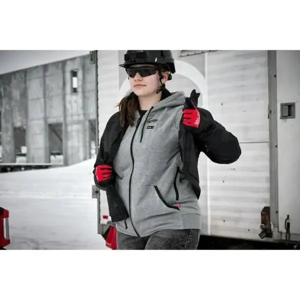 Open Box -  Milwaukee Tool Women's Medium M12 12V Li-Ion Cordless Gray Heated Hoodie/Sweater Kit w/ (1) 2Ah Battery and Charger