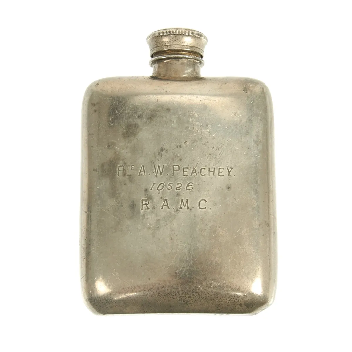 Original British Boer War and WWI Named Royal Army Medical Corps Private Tunic and Flask - Pte. A.W. Peachey