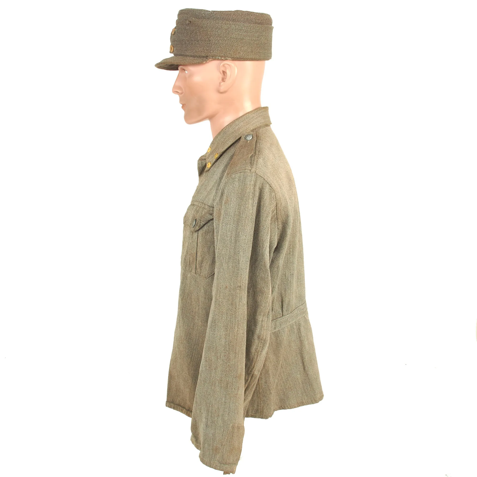 Original Finnish Winter War / Continuation War Army Captain Summer Weight Tunic With Field Cap