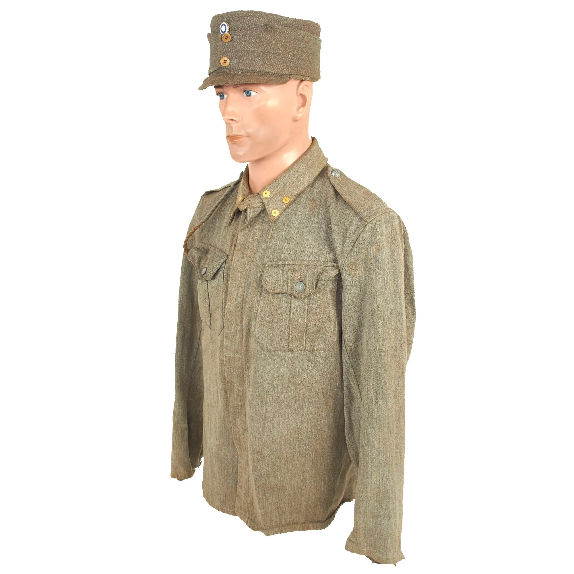 Original Finnish Winter War / Continuation War Army Captain Summer Weight Tunic With Field Cap