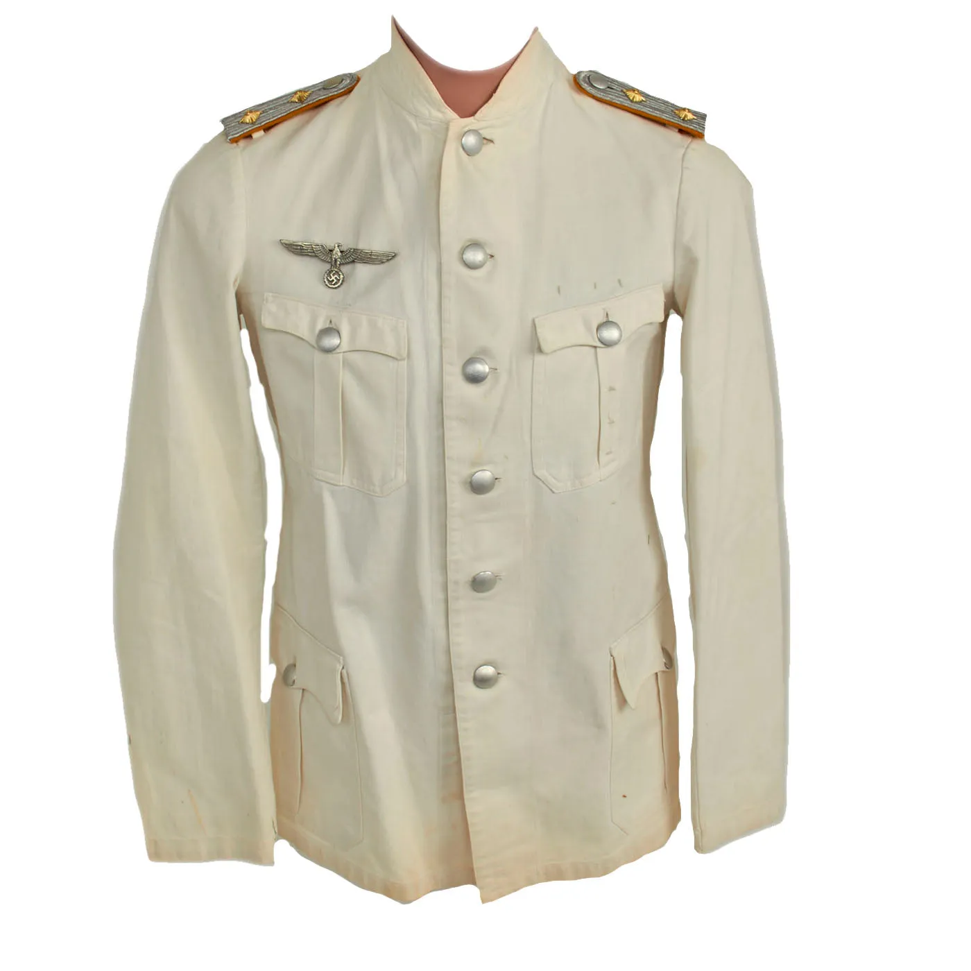 Original German WWII Heer Cavalry Officer Rittmeister Summer White Uniform with Breeches