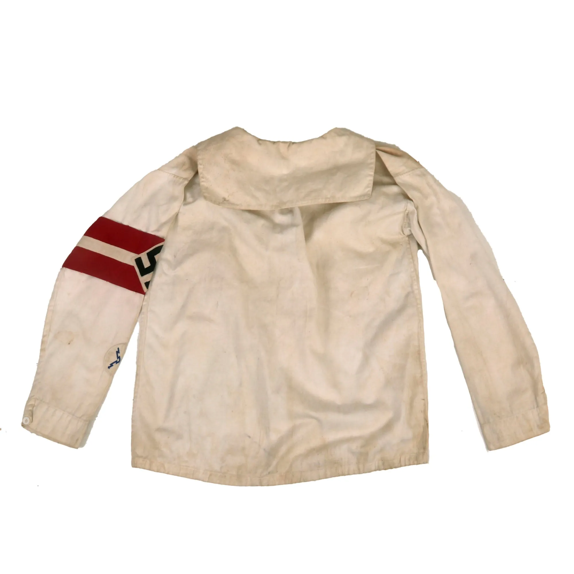 Original German WWII Marine Jumper by Marke Seebӓr with Stitched-On Armband & Fernschreib Trade Badge - Size 12