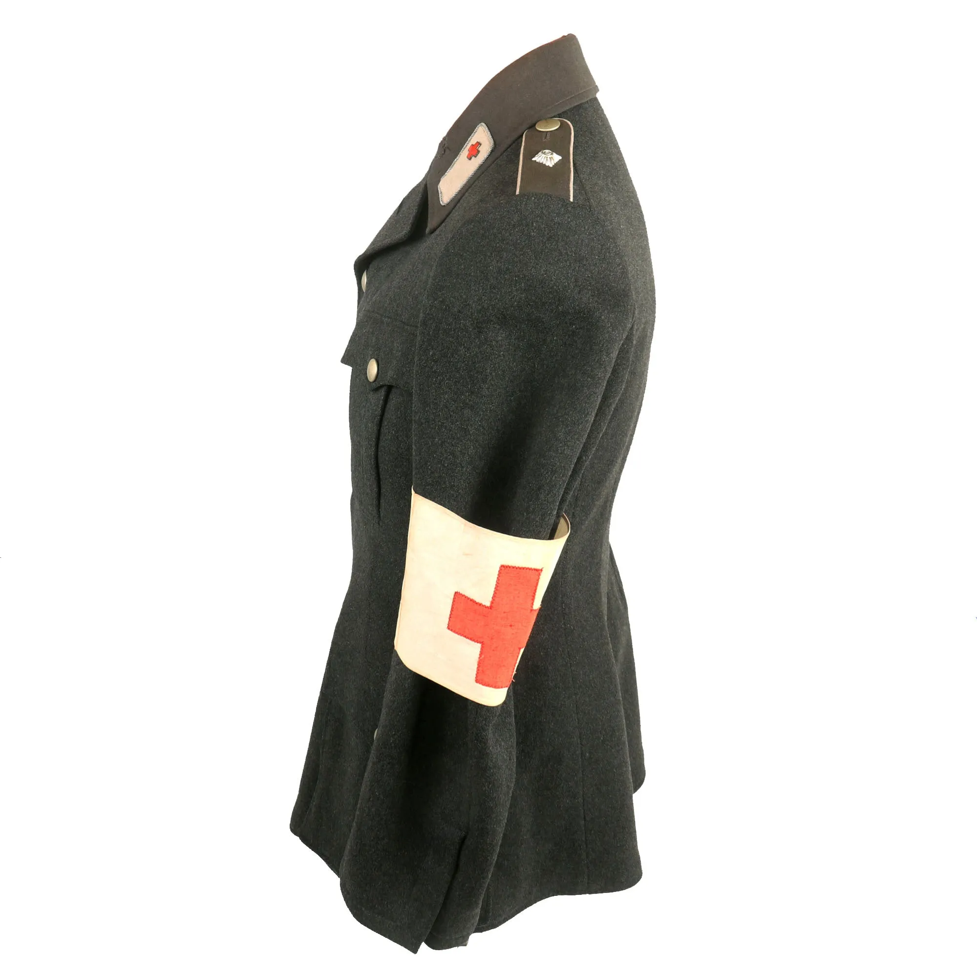 Original German WWII Red Cross Deutsches Rotes Kreuz Vorhelfer EM/NCO Tunic from North Munich 1 District with Trousers & Armband