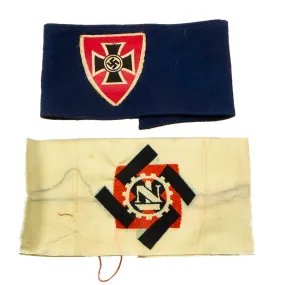 Original German WWII Technical Emergency Corps TeNo & DRKB Veterans Member Armband Lot - 2 Items