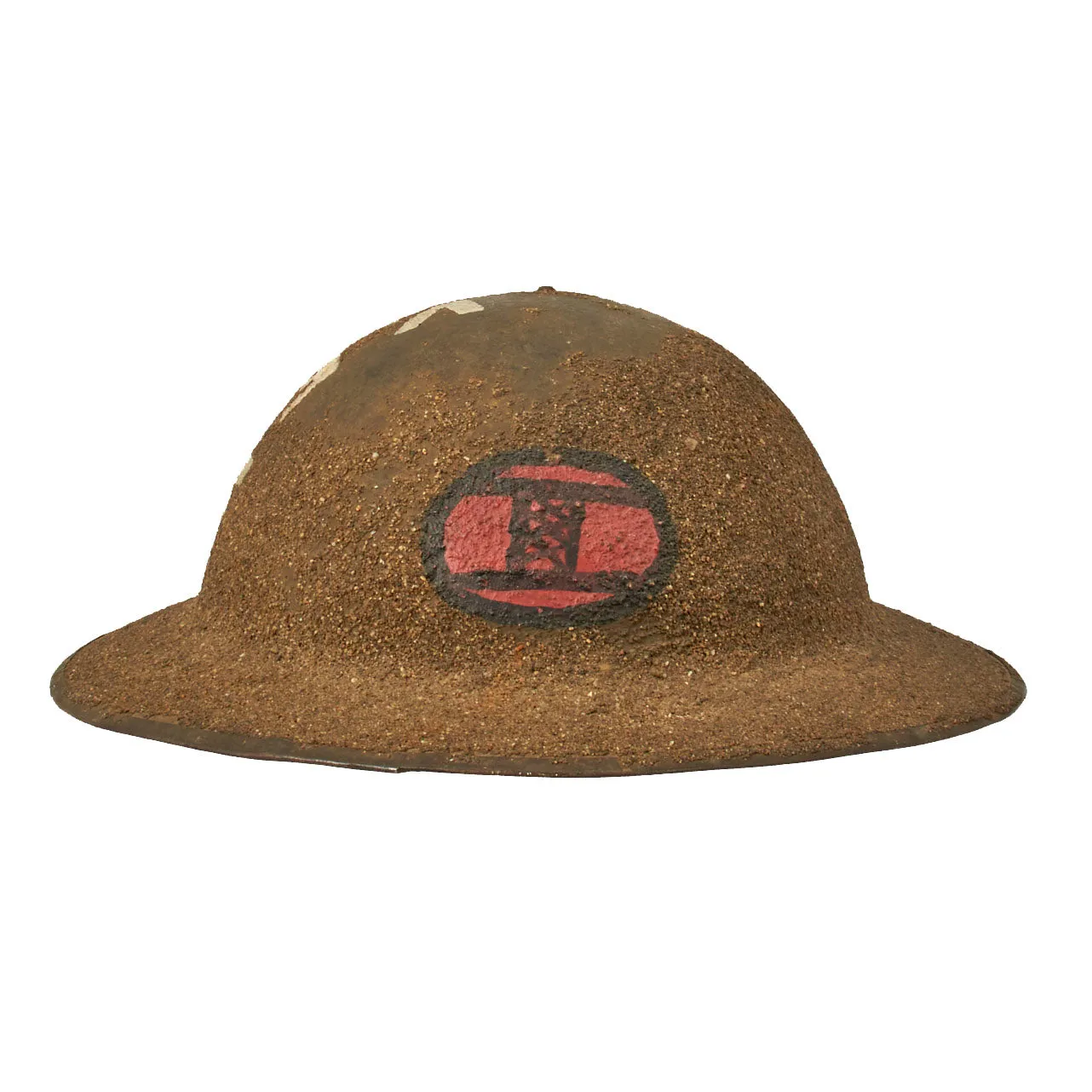 Original U.S. WWI 30th Infantry Division British Made MkI Doughboy Helmet With Textured Paint - VFV Post 262