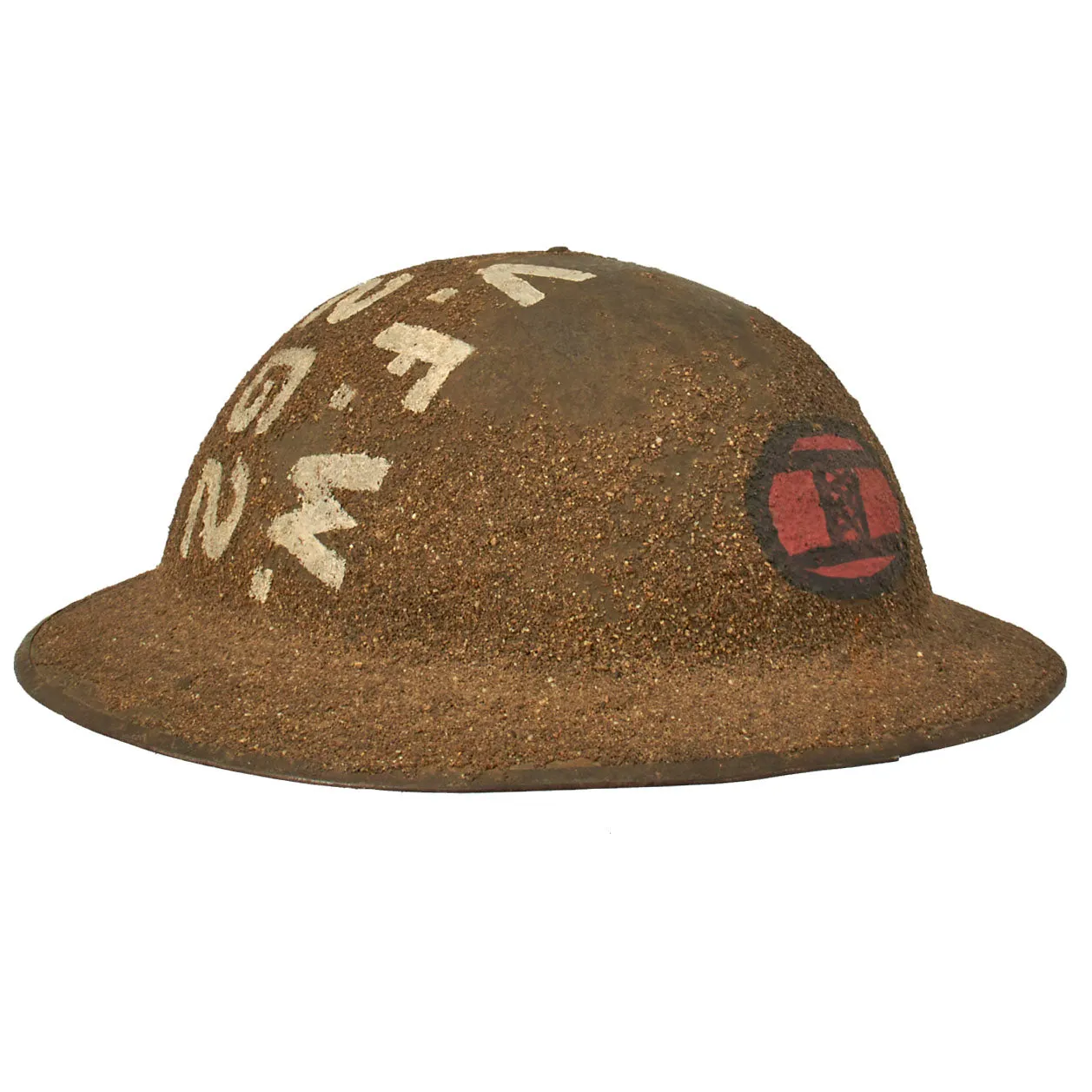 Original U.S. WWI 30th Infantry Division British Made MkI Doughboy Helmet With Textured Paint - VFV Post 262