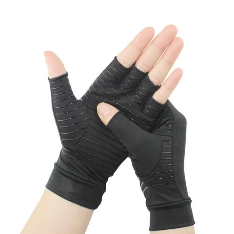 Outdoor Cycling Half Finger Gloves Inflammatory Joint Rehabilitation Silicone Gloves, Size: S(Black)