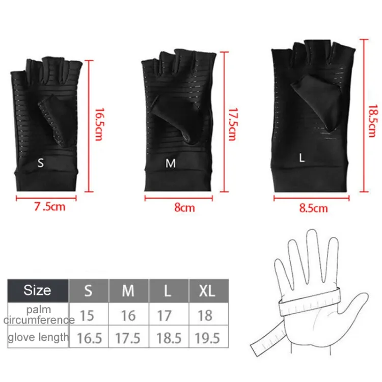 Outdoor Cycling Half Finger Gloves Inflammatory Joint Rehabilitation Silicone Gloves, Size: S(Black)