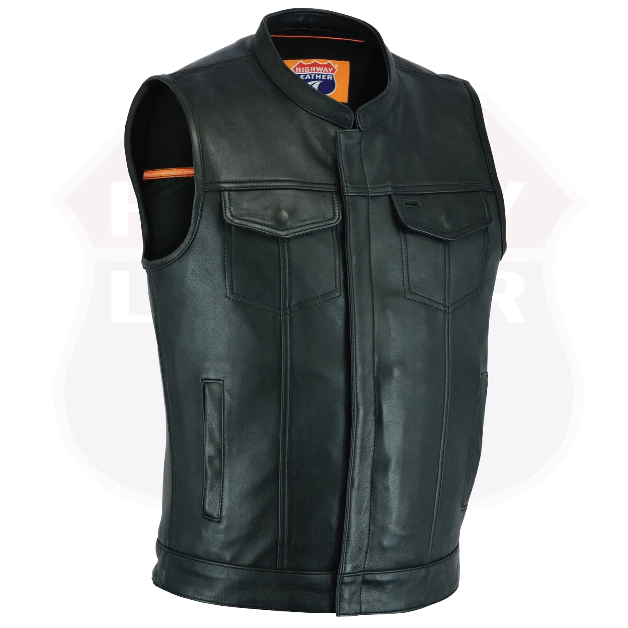 Outlaw Leather Club Vest Zipper/Snap Inside Gun Pockets