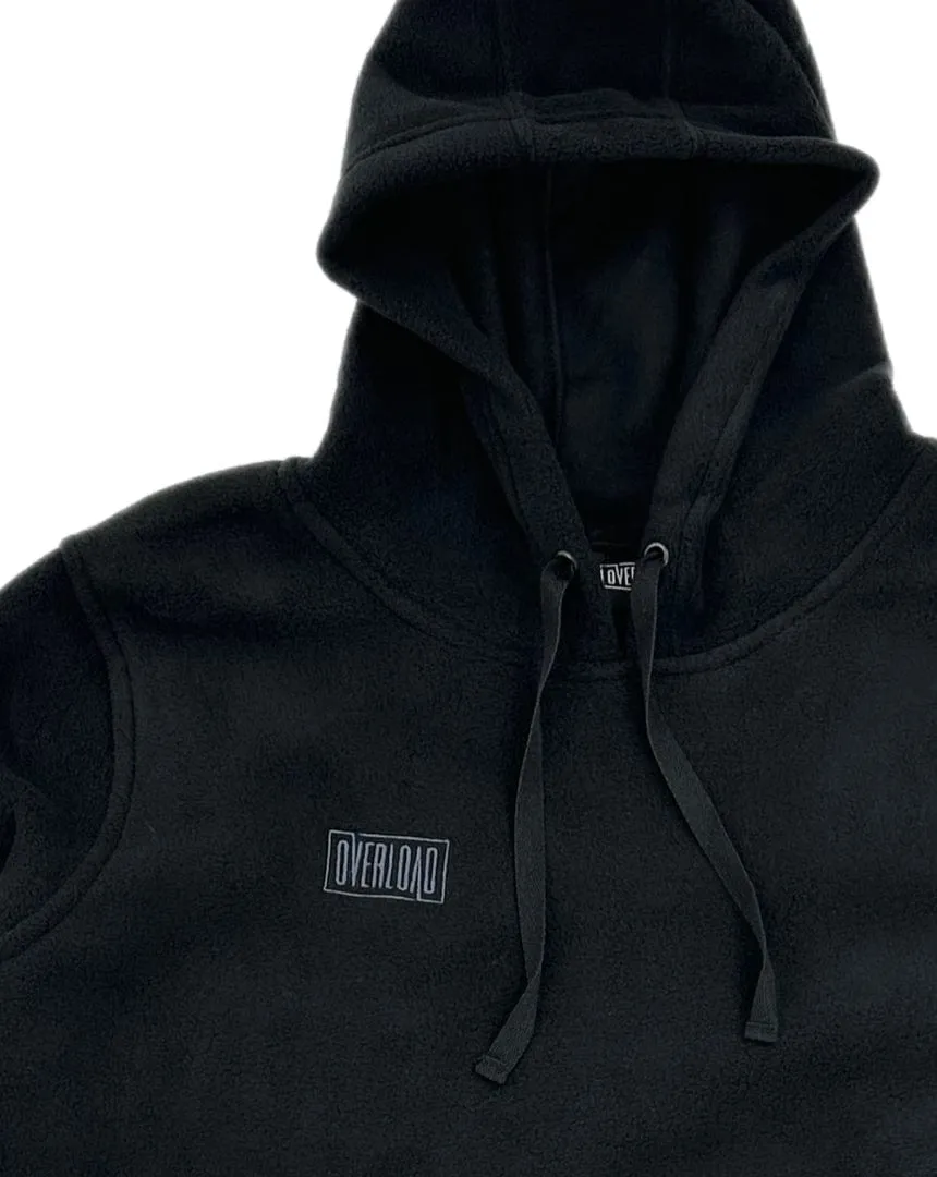 Overload Box Logo Polar Fleece Pullover Hoodie - Black