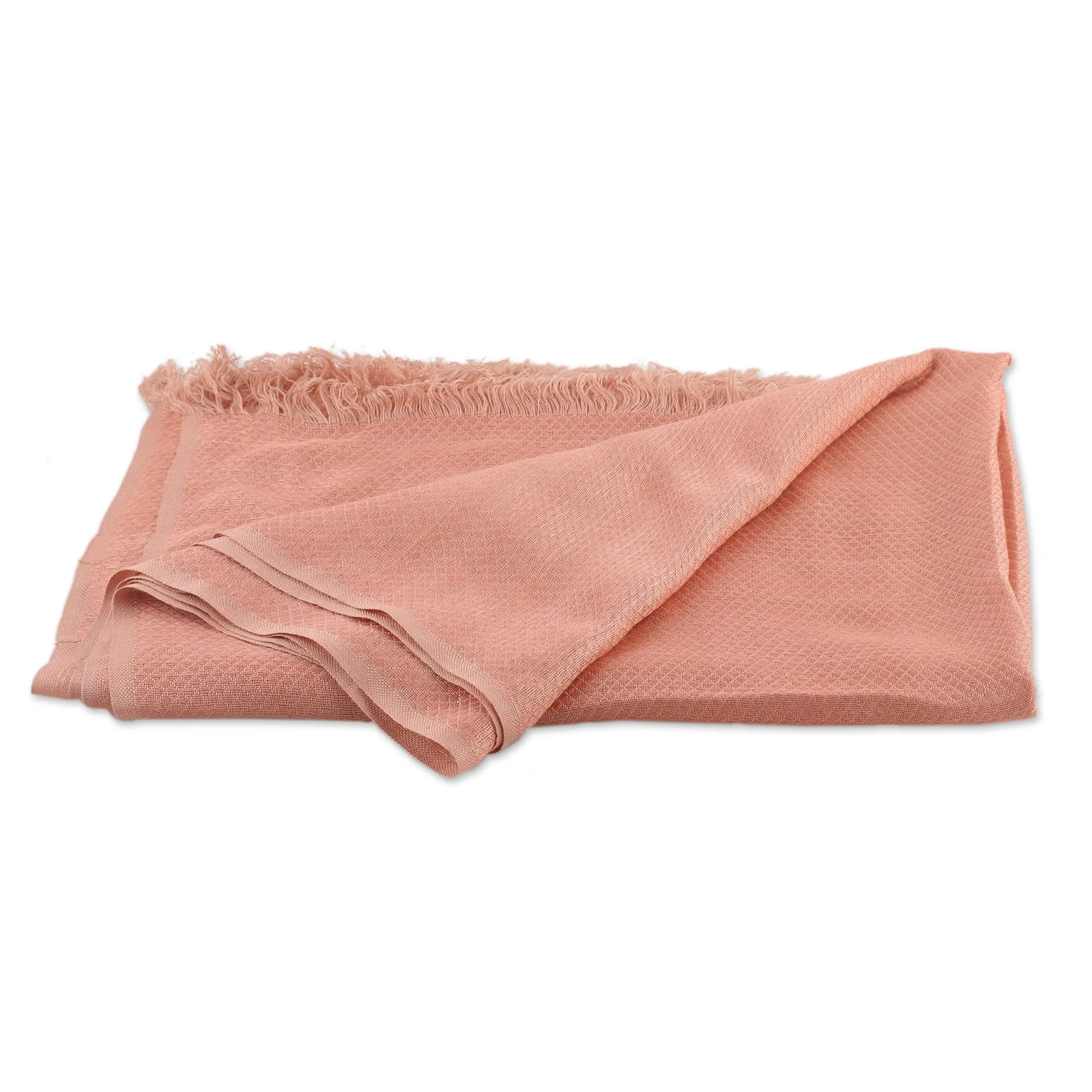 Peach and Blush Patterned Viscose Shawl from India - Glamorous Diamonds | NOVICA