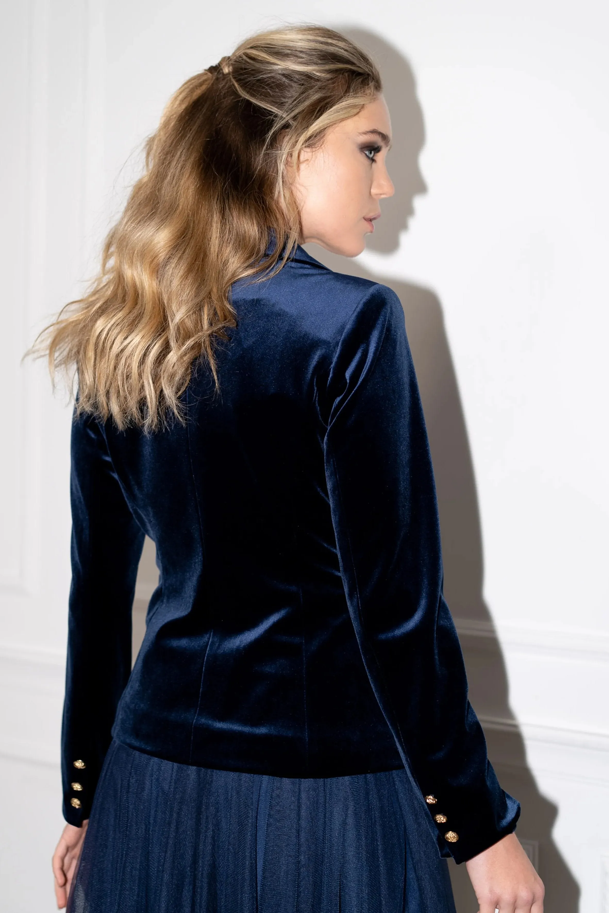 Penny Velvet Blazer | Navy