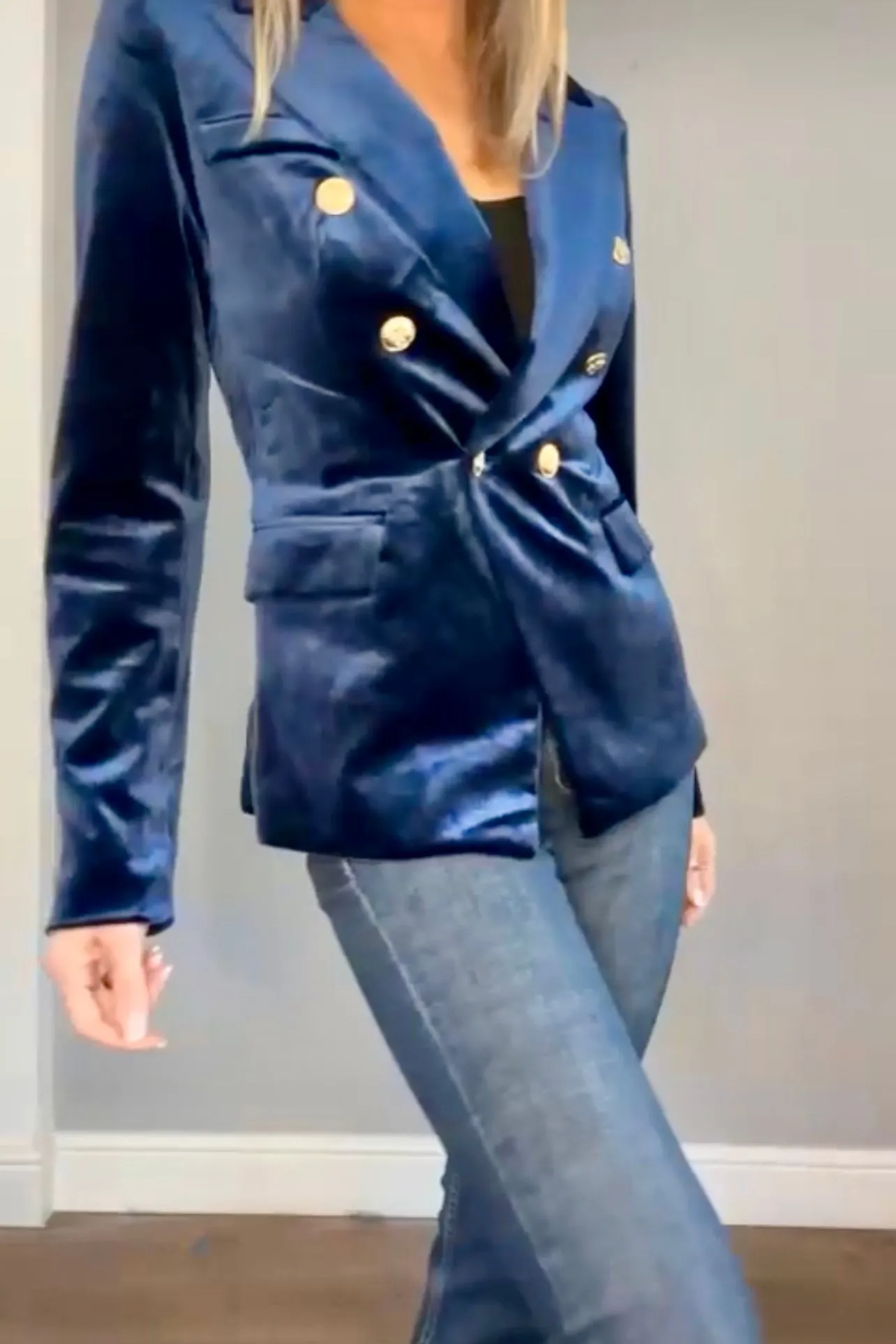 Penny Velvet Blazer | Navy