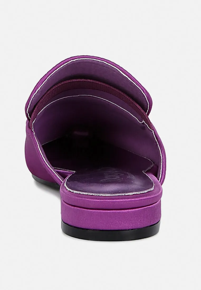 PERRINE Diamante Brooch Slip On Mules in Purple