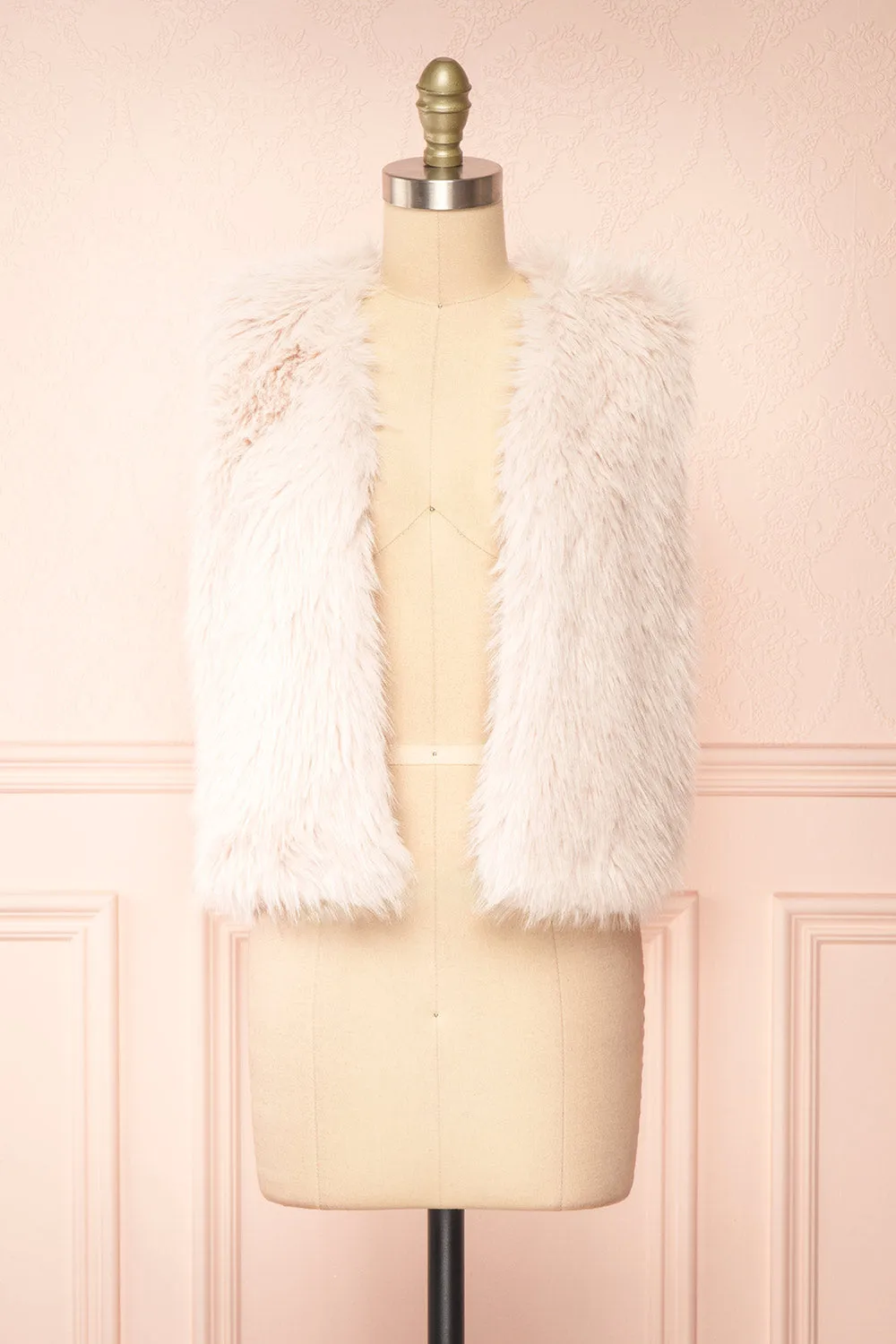 Perrine | Light Pink Faux Fur Vest