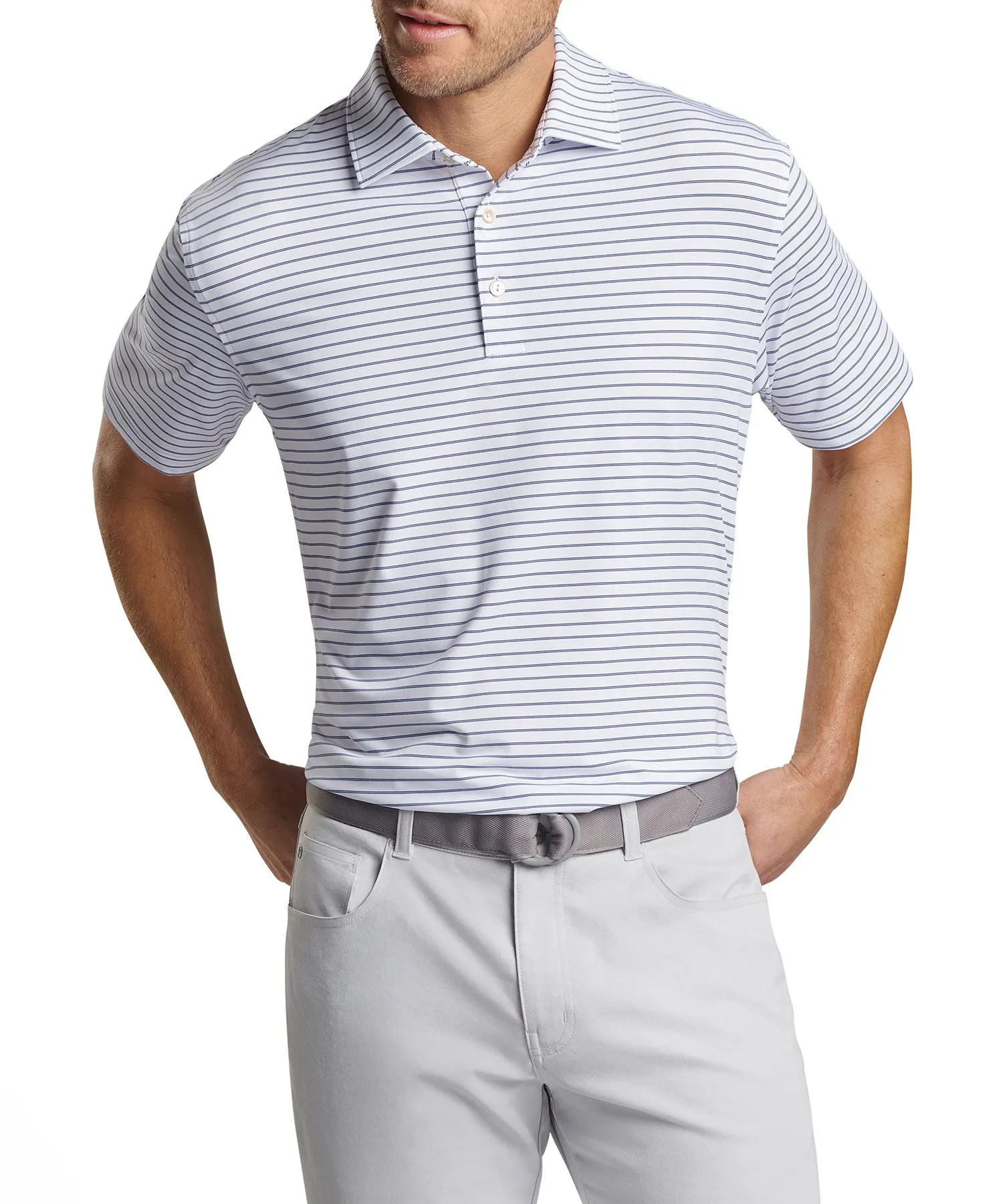 Peter Millar Short Sleeve Drum Stripe Performance Polo Knit Shirt