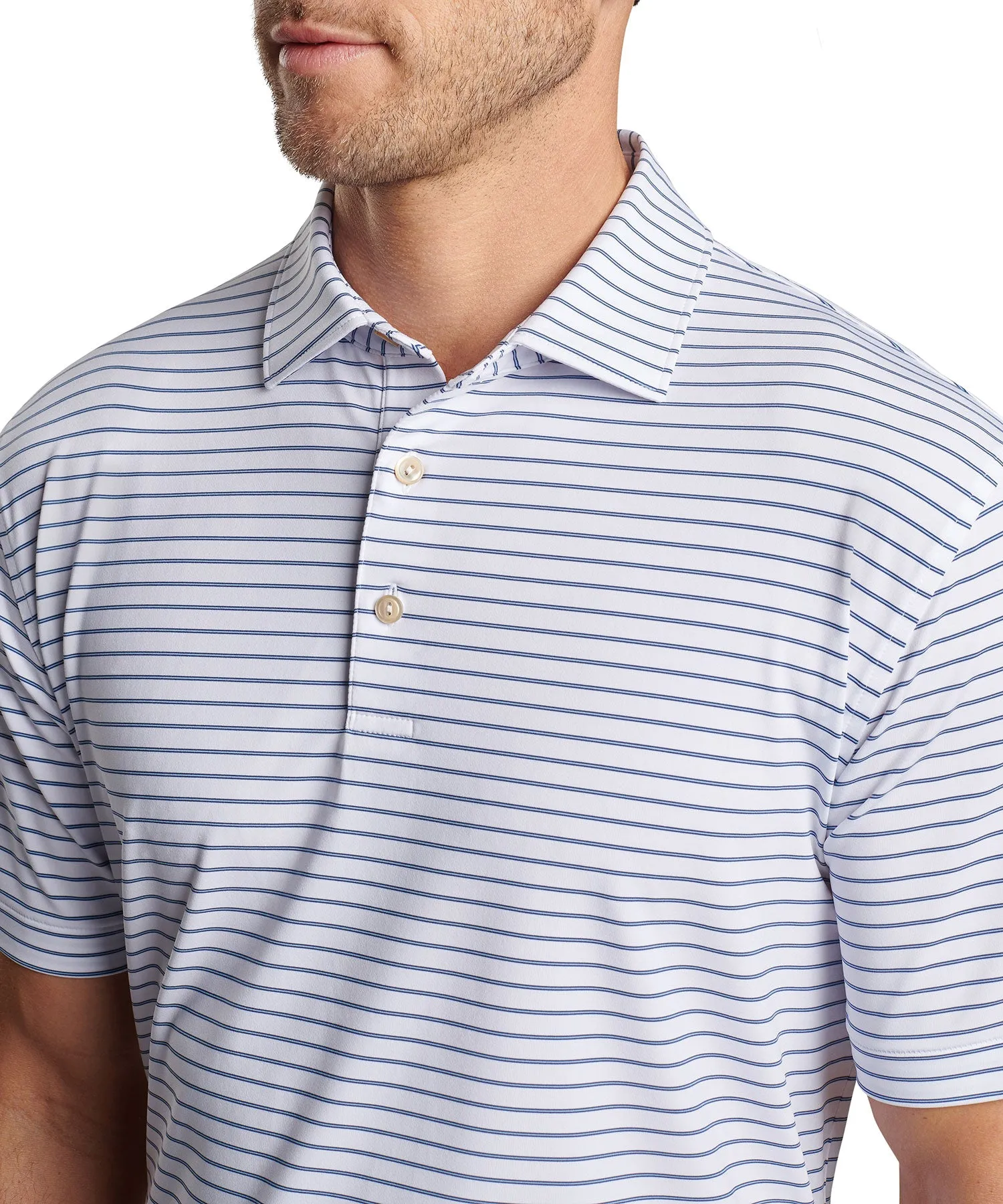 Peter Millar Short Sleeve Drum Stripe Performance Polo Knit Shirt