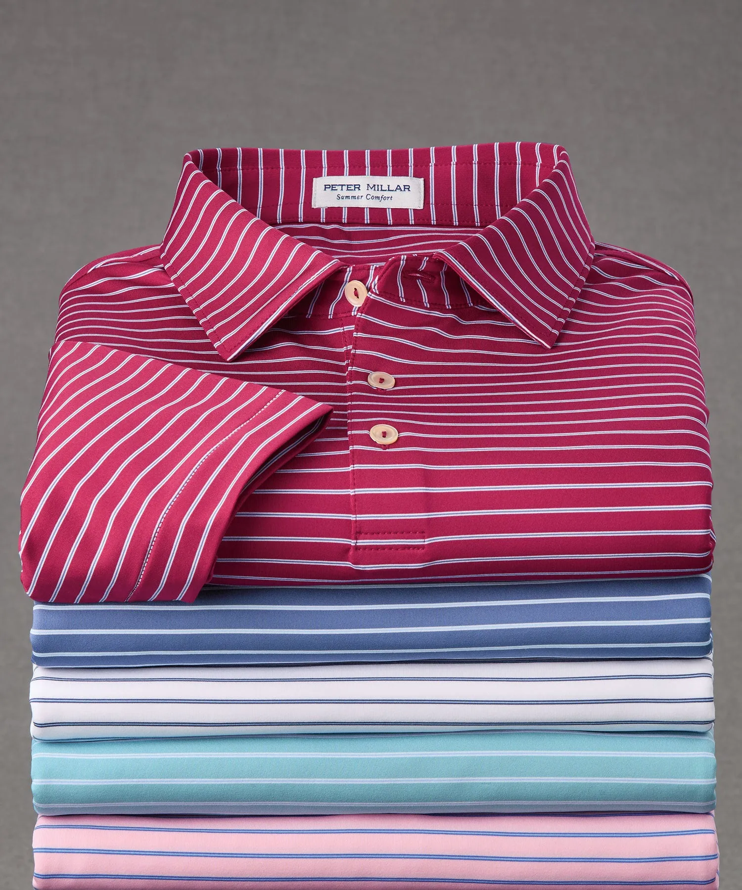 Peter Millar Short Sleeve Drum Stripe Performance Polo Knit Shirt