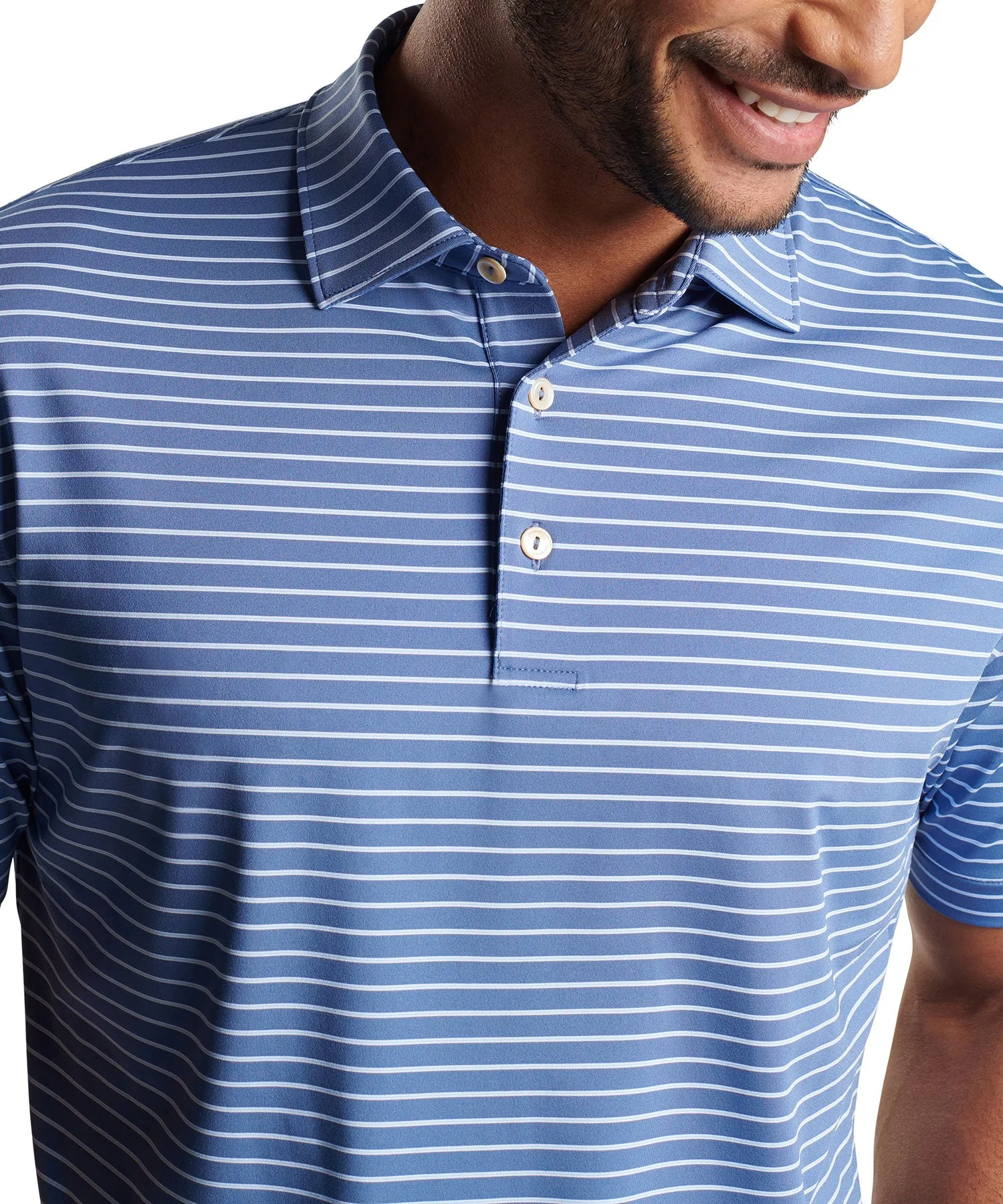 Peter Millar Short Sleeve Drum Stripe Performance Polo Knit Shirt