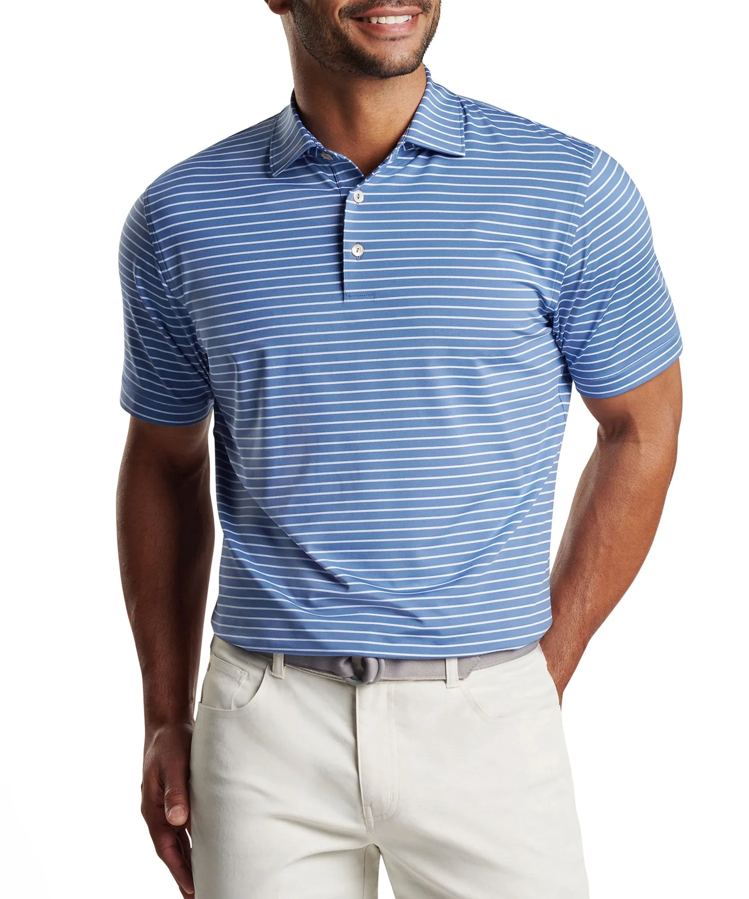 Peter Millar Short Sleeve Drum Stripe Performance Polo Knit Shirt