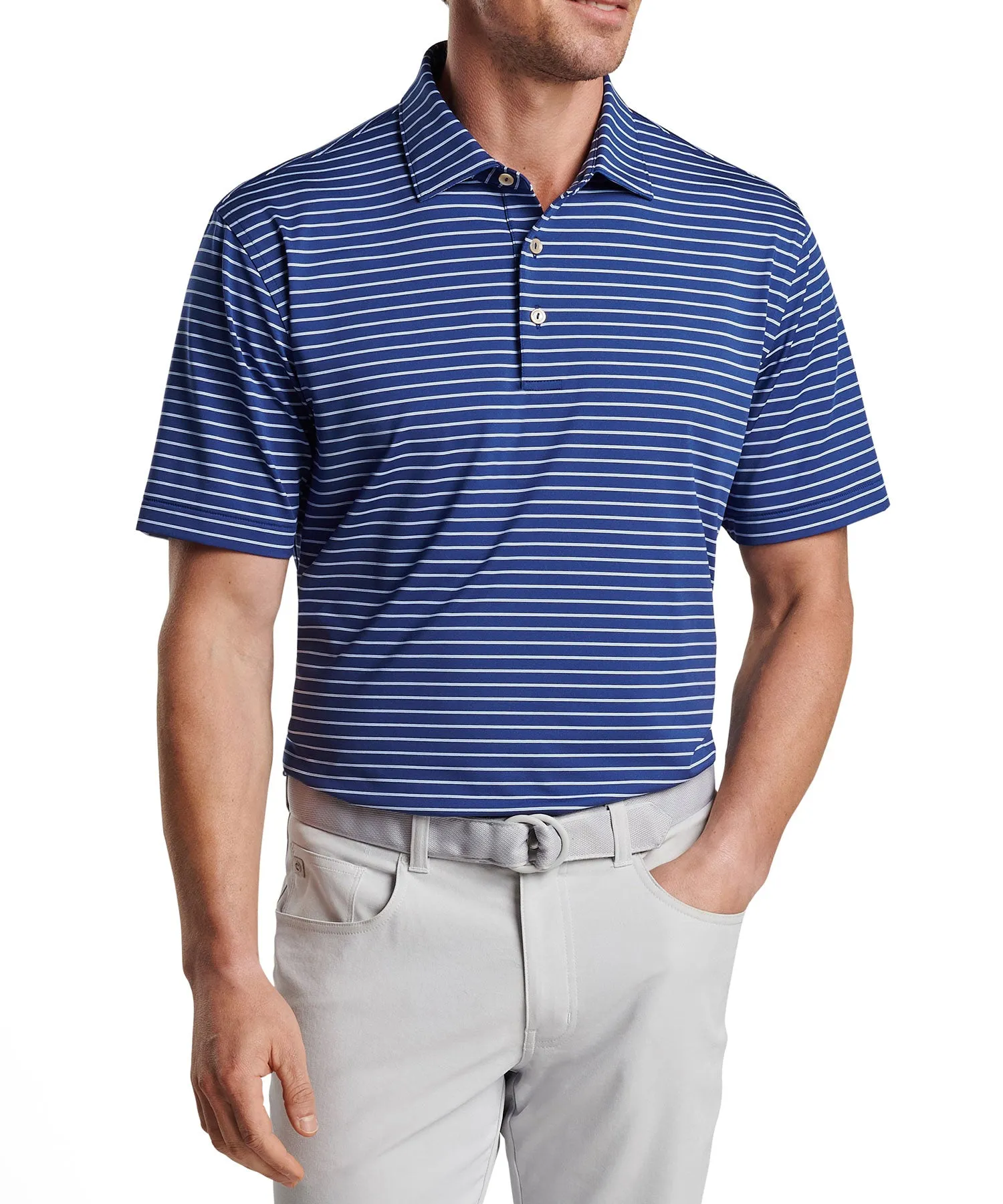 Peter Millar Short Sleeve Drum Stripe Polo Knit Shirt