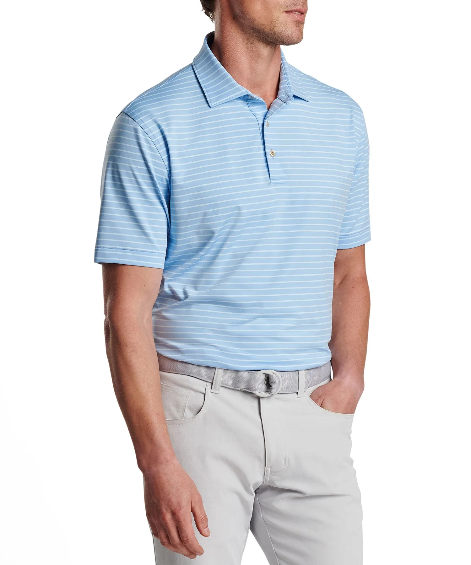 Peter Millar Short Sleeve Drum Stripe Polo Knit Shirt