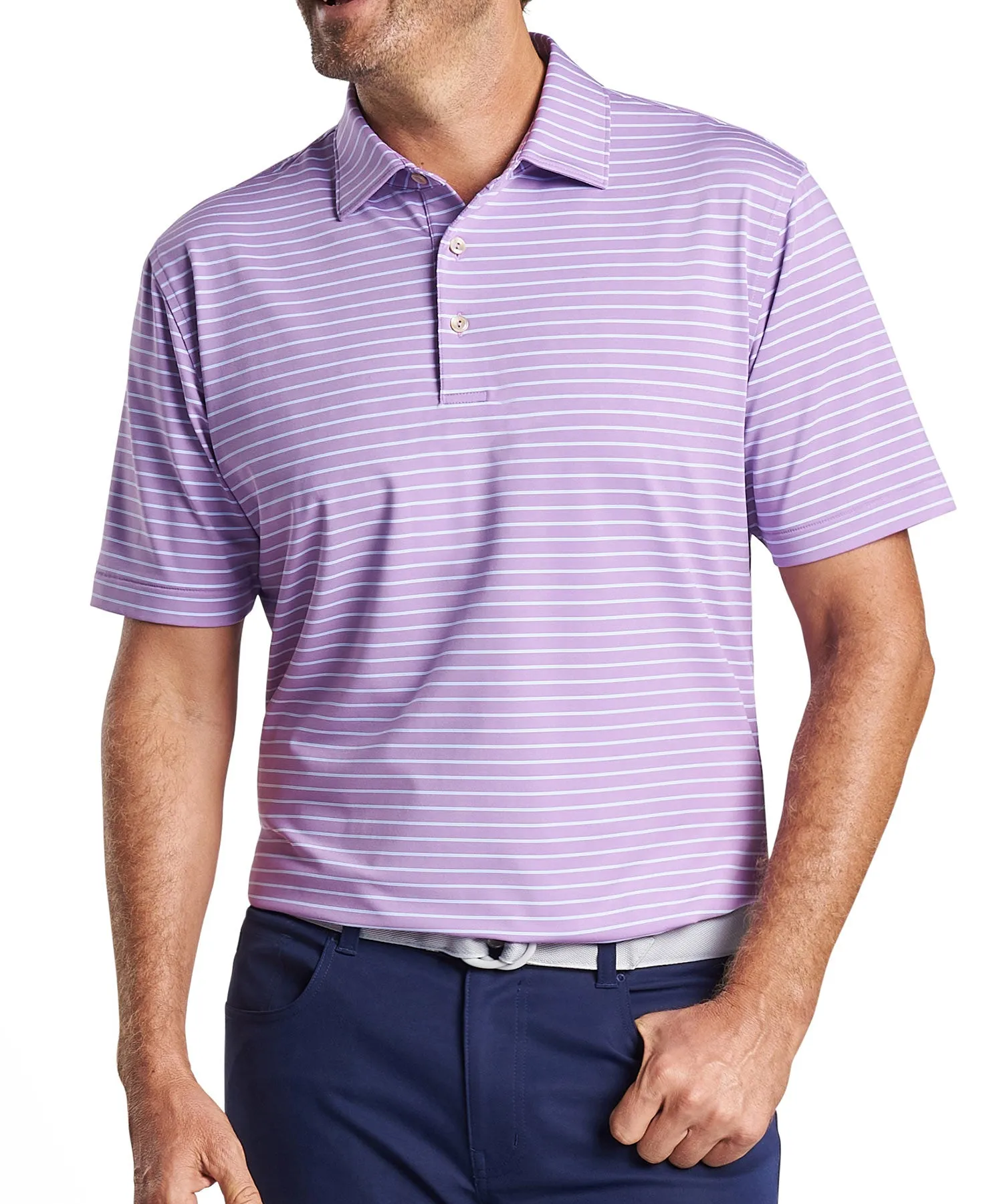 Peter Millar Short Sleeve Drum Stripe Polo Knit Shirt