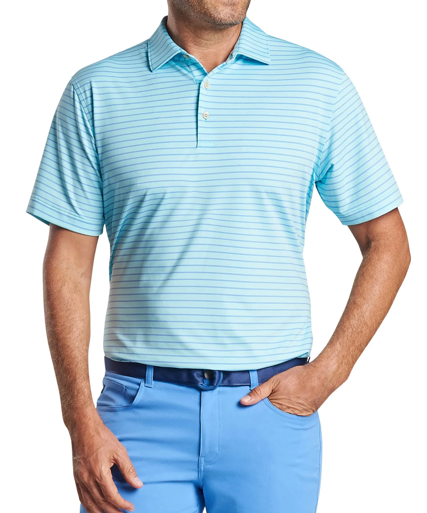 Peter Millar Short Sleeve Drum Stripe Polo Knit Shirt