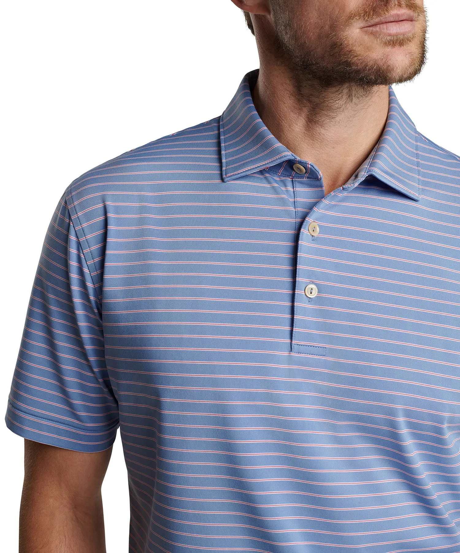 Peter Millar Short Sleeve Drum Stripe Polo Knit Shirt