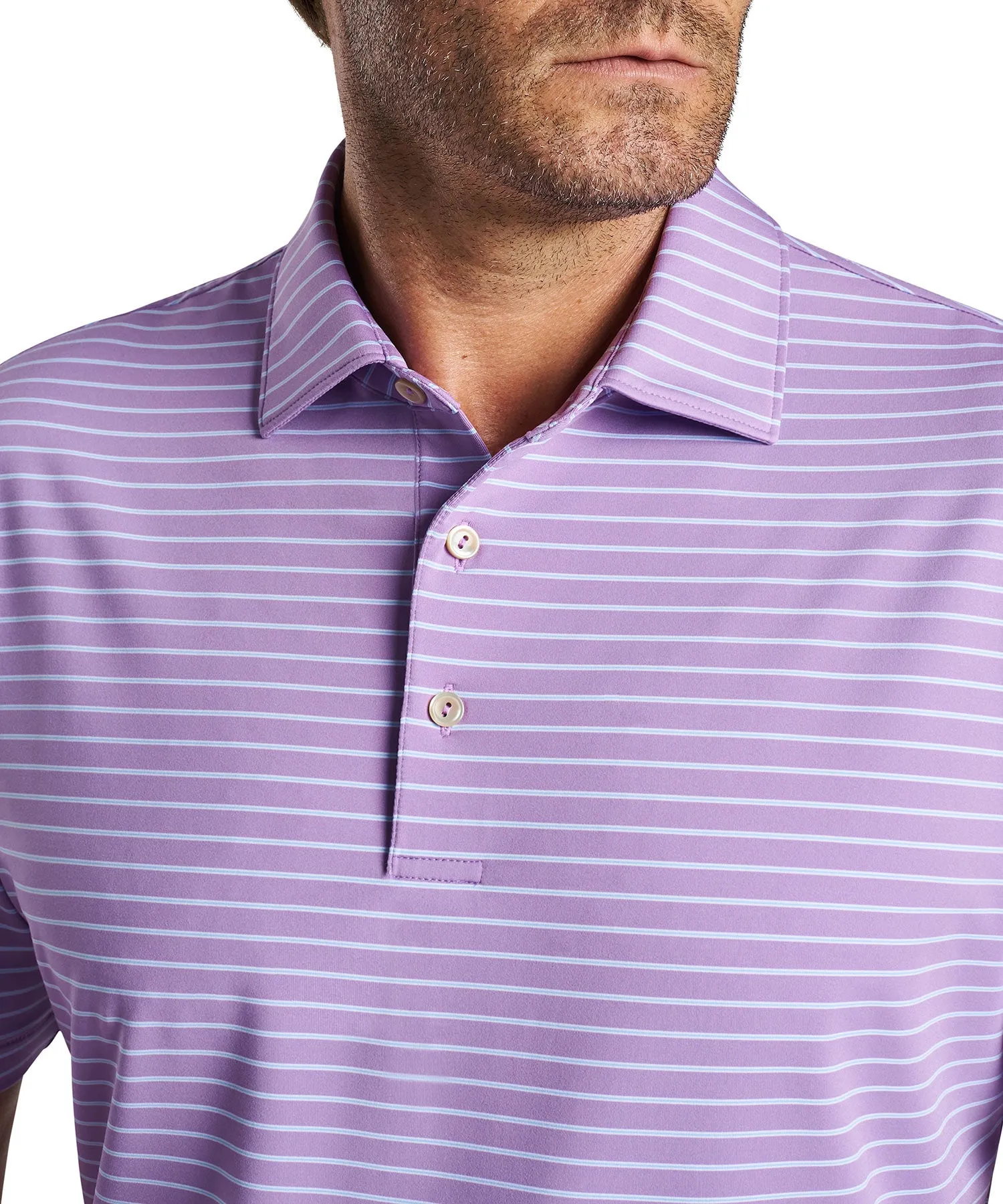 Peter Millar Short Sleeve Drum Stripe Polo Knit Shirt