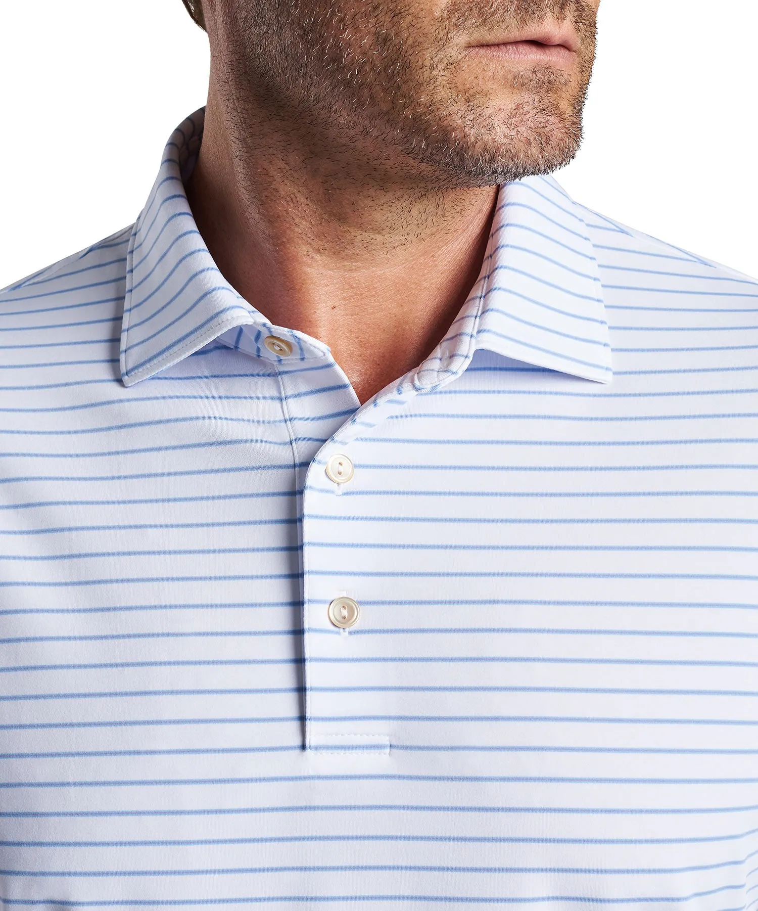 Peter Millar Short Sleeve Drum Stripe Polo Knit Shirt