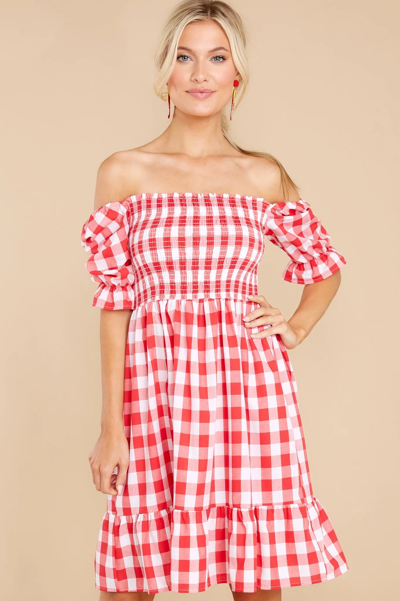 Picnic In Paradise Red Gingham Dress