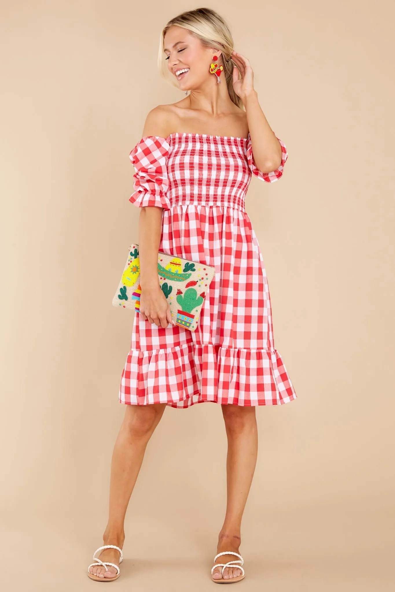 Picnic In Paradise Red Gingham Dress